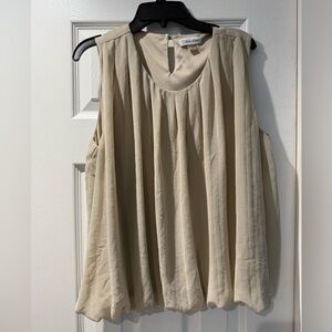Calvin Klein Women's Beige Pleated Blouse